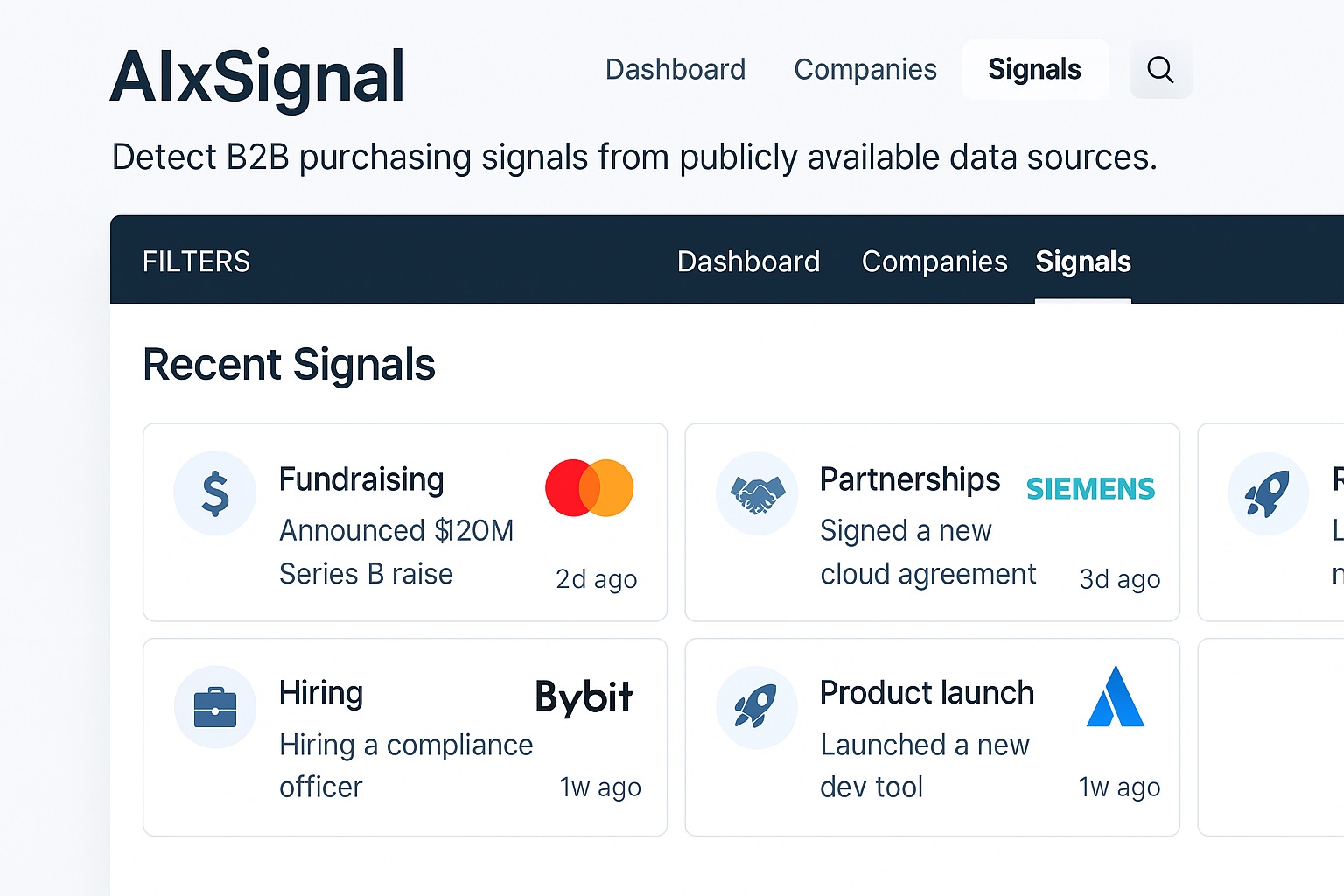 Signal dashboard